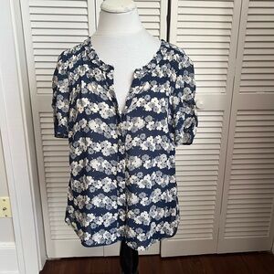 Boden US 10 Blue and White Flowery Blouse